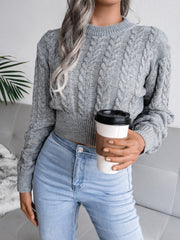 Cable-Knit Round Neck Sweater