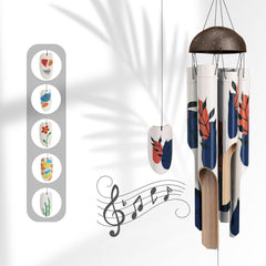 Bamboo Wind Chimes 45" Hand Painted Art Garden Decor Housewarming