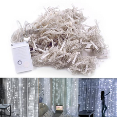 3M x 3M 300-LED White Light Romantic Curtain String Light