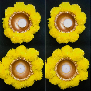 Diwali Décor Flower With Diya pack of 4