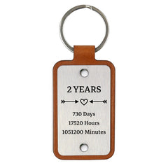 Leather keychain with stainless steel plate – 2 Years Together