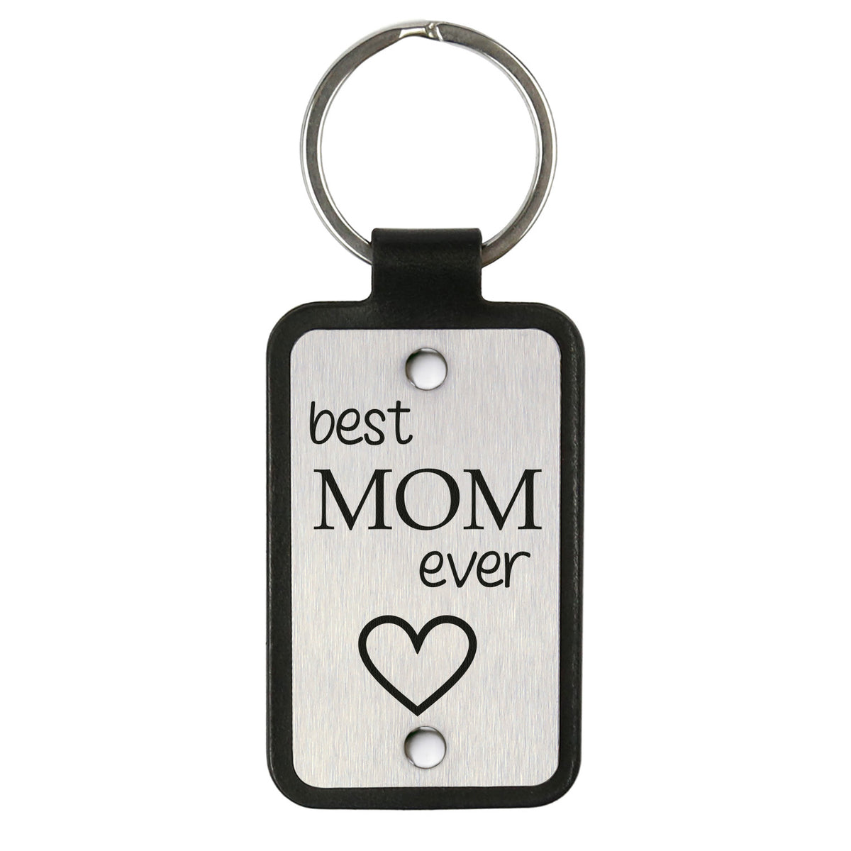 Leather keychain with stainless steel plate – Best mom ever