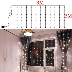 3M x 3M 300-LED White Light Romantic Curtain String Light