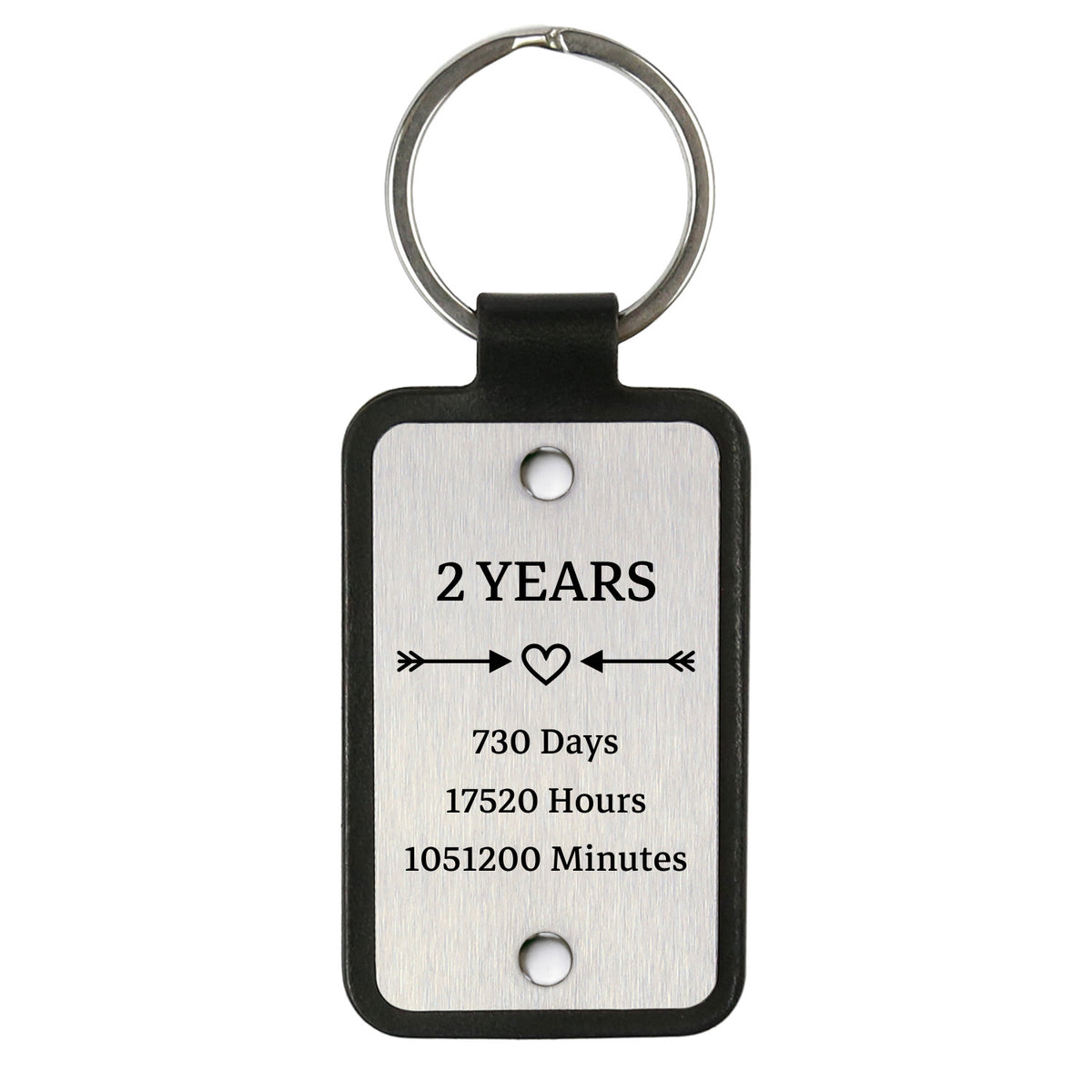 Leather keychain with stainless steel plate – 2 Years Together