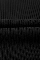 Black Colorblock Edge Ribbed Knit U Neck Tank Top