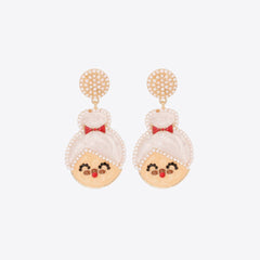 Rhinestone Alloy Mrs. Claus Earrings