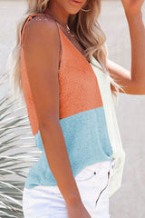 Color Block V-Neck Knit Vest