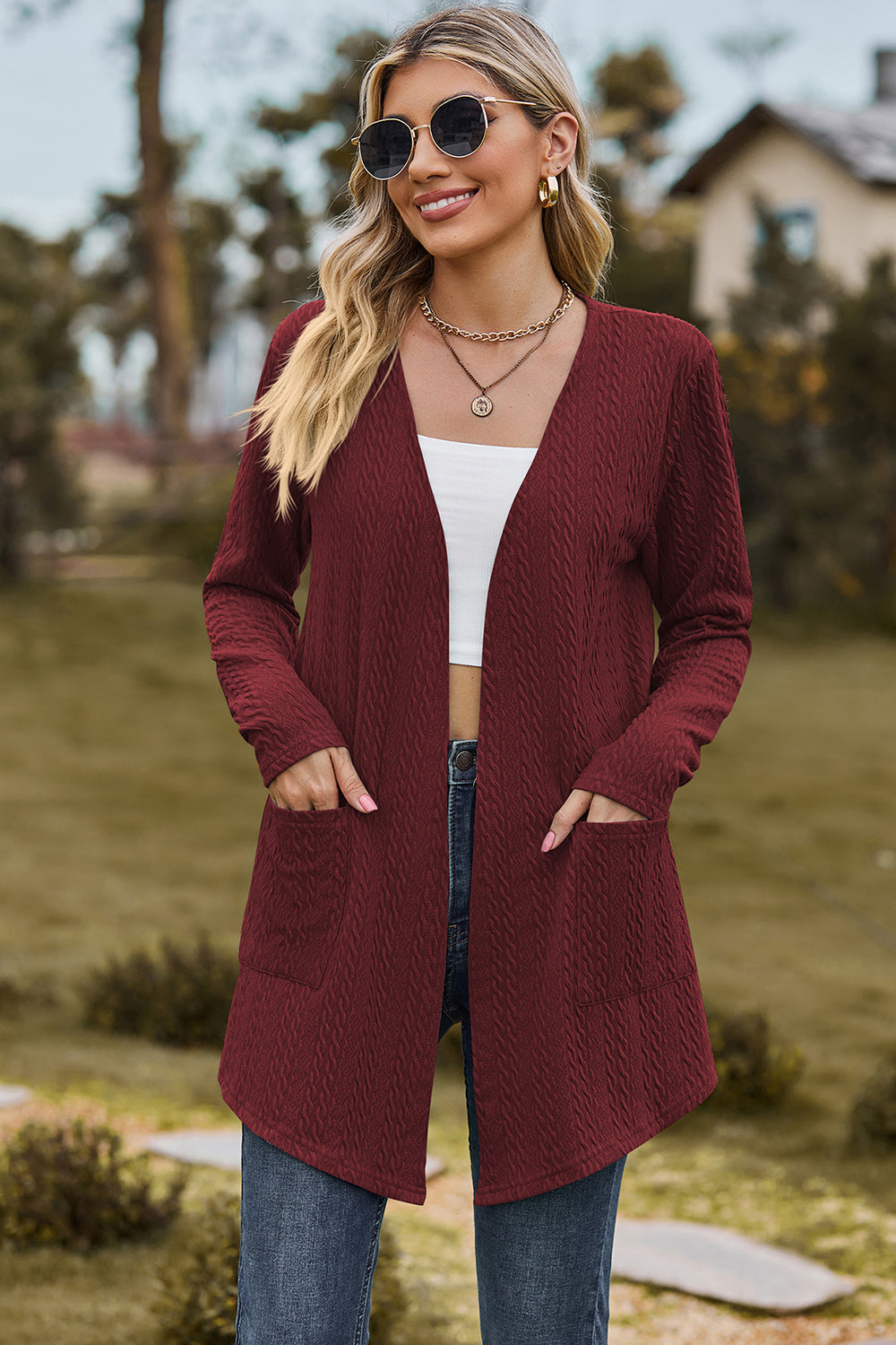 Open Front Long Sleeve Cardigan