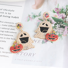 Ghost Rhinestone Alloy Earrings