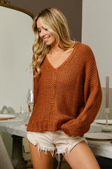 BiBi V-Neck Cable Knit Sweater