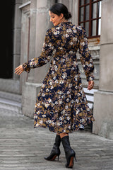 Perfee Floral Flounce Sleeve Tiered Dress