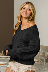 BiBi V-Neck Cable Knit Sweater