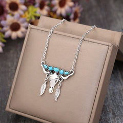 Artificial Turquoise Cow Shape Necklace