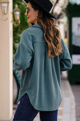 Button Up Collared Neck Long Sleeve Jacket