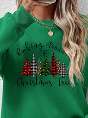 Christmas Tree Graphic Round Neck Sweatshirt