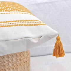 Woven Jacquard Tassel Cushion Cover