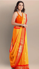 Women's Traditional Paithani Cotton Silk Saree With Blouse Piece (