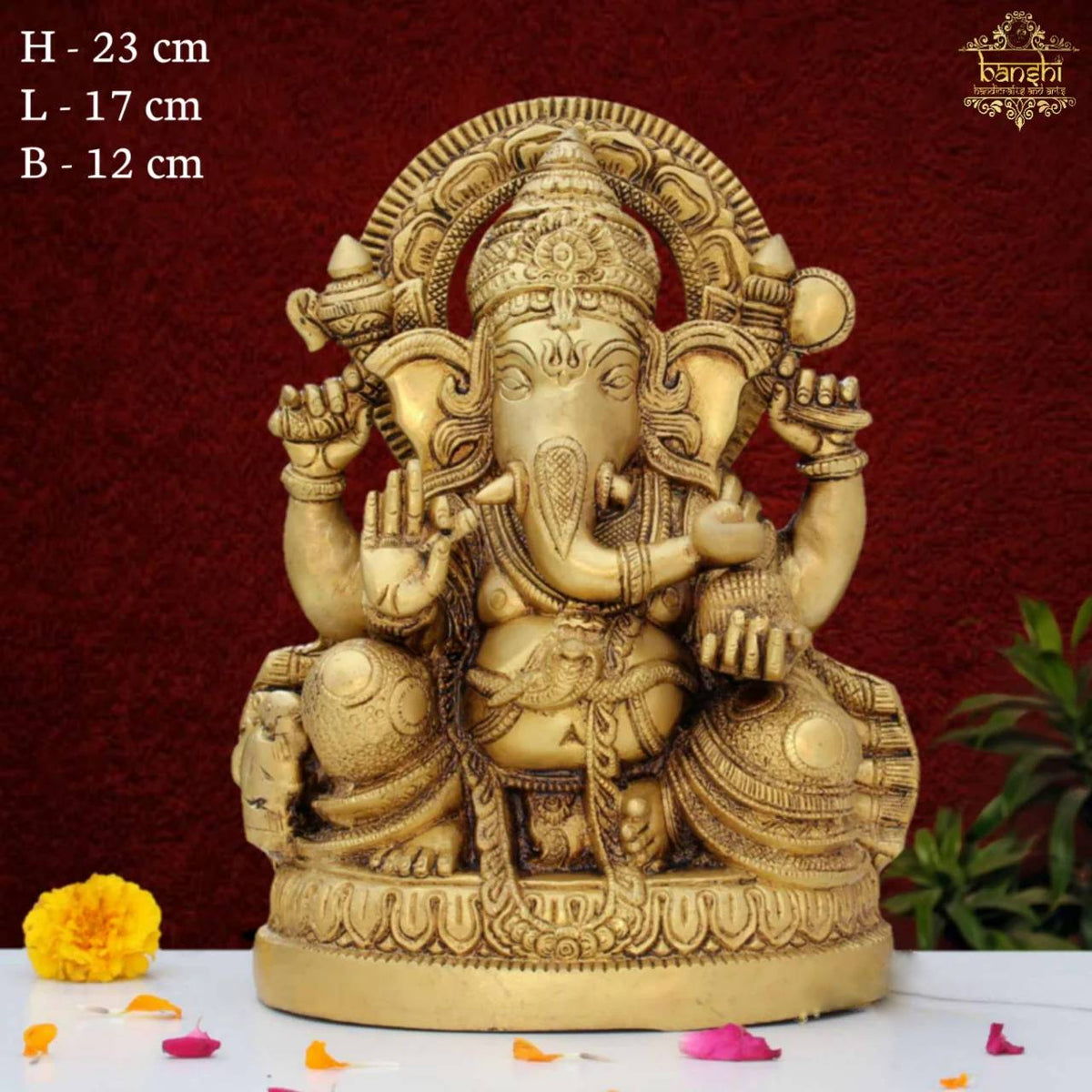 9"BRASS GANESHA STATUE | Ganesh Idols (BRT-758)