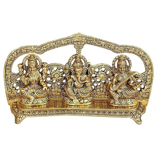 ARYADIT Metal Laxmi Ganesh Saraswati Idol for Pooja and Home (Large,