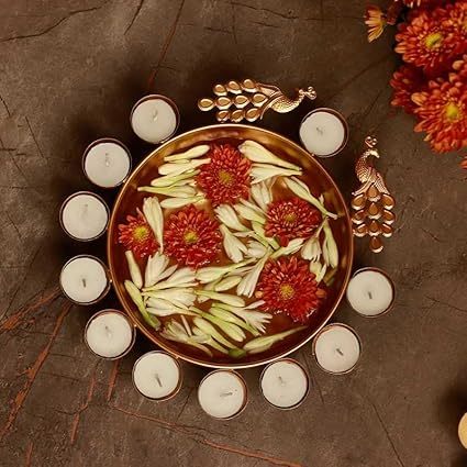 Peacock Decorative Bowl for Floating Flowersnd Tea Light Candles PACK