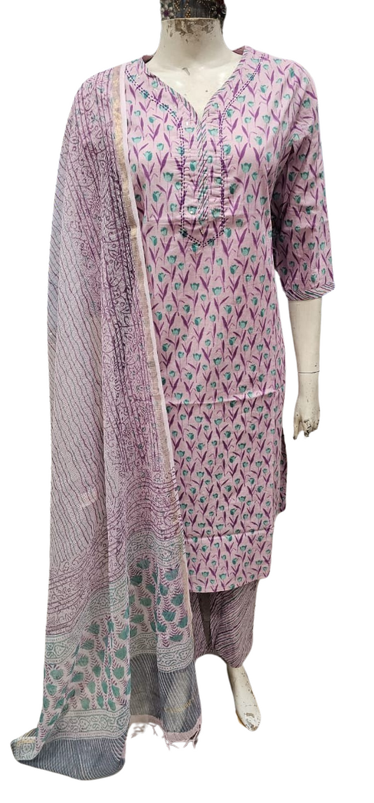 Women Pure Cotton Kurta Dupatta Set Size Xl Color Multicolor