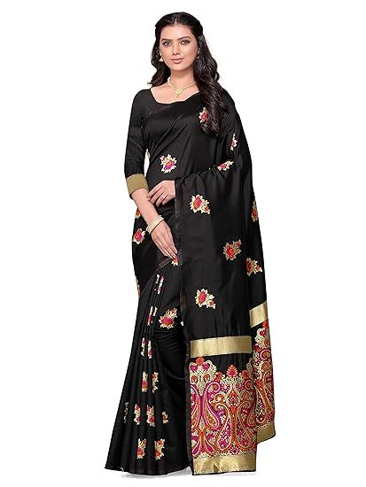 Pack Of 4 Women's Jacquard Woven Banarasi Silk Saree with Blouse Piece