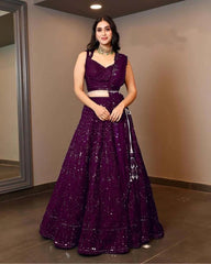 Made To Measure Purple Designer lehenga for women party wear Bollywood