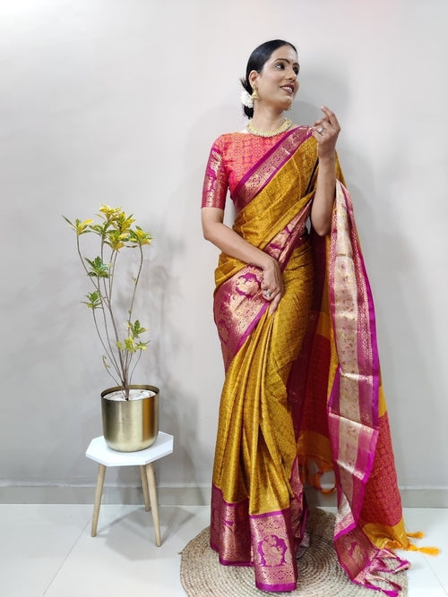 Varuni Mustard Pink Saree