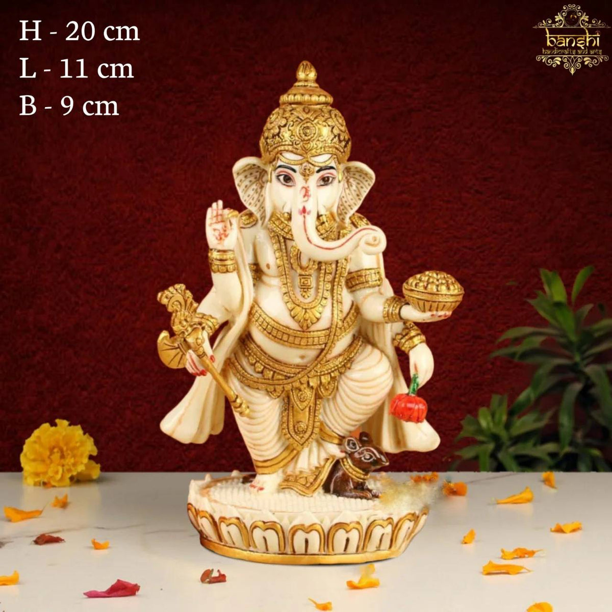 7" LORD GANESHA STANDING STATUE