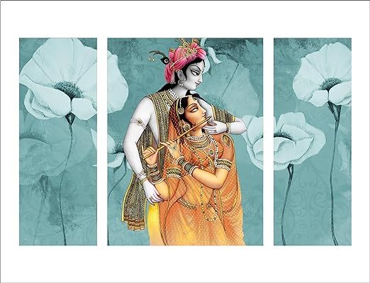 Shree Radha Krishna Ji Painting Set of 3 for Home Decor Your Living