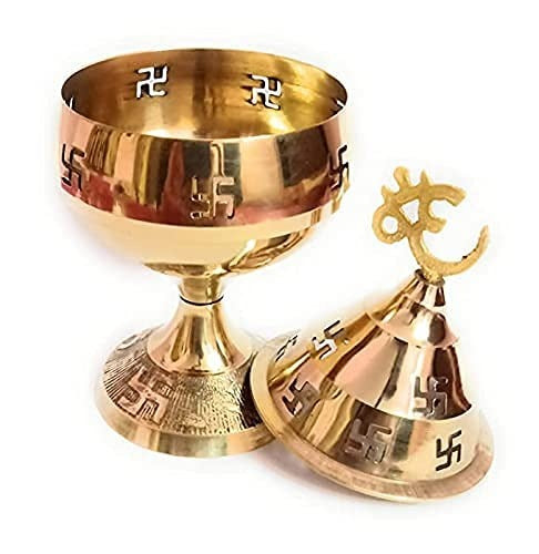 ARYADIT Brass Holystore Akhand Jyoti Diya Swastik Design Aarti Diya