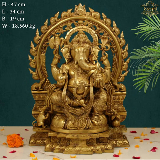 18.5"Beautifully Handcrafted Brass Ganesha Statue | Banshi Handicrafts