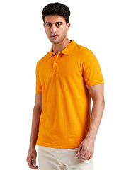 Mens Cotton Solid Regular Fit Half Sleeves Polo T-Shirt