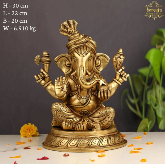 12"BRASS PAGDI GANESHA(BRT-526)