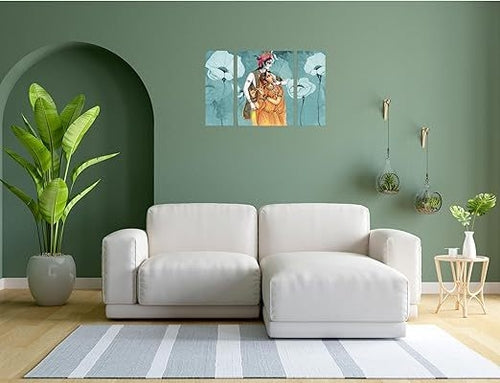 Shree Radha Krishna Ji Painting Set of 3 for Home Decor Your Living