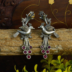 Silver Dangle Earrings German Silver Pearl Drop Boho Jhumki Earrings