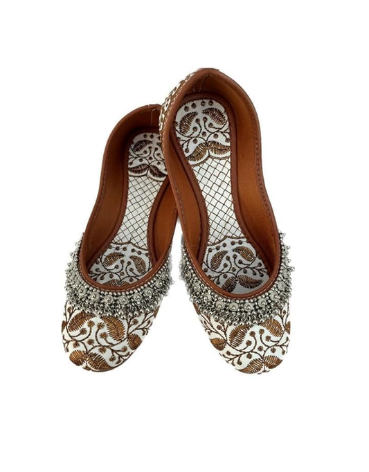 Women Rajasthani Embroidered with Payal Punjabi Mojari  (Size-UK-8)