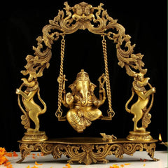 BRASS GANESH SITTING ON JHULA