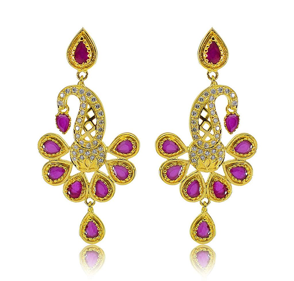CZ Crystal Gold Plated Drop Earrings For Women & Girls (Size-4.5CM)