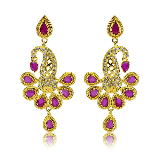 CZ Crystal Gold Plated Drop Earrings For Women & Girls (Size-4.5CM)