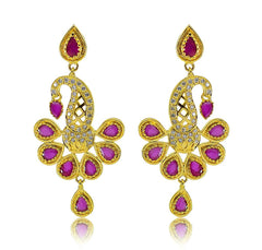 CZ Crystal Gold Plated Drop Earrings For Women & Girls (Size-4.5CM)