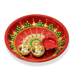 Handmade Decorative Pooja Thali, Puja Plate, Karwachauth Thali Set |