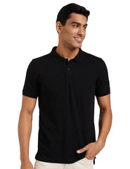 Mens Cotton Solid Regular Fit Half Sleeves Polo T-Shirt