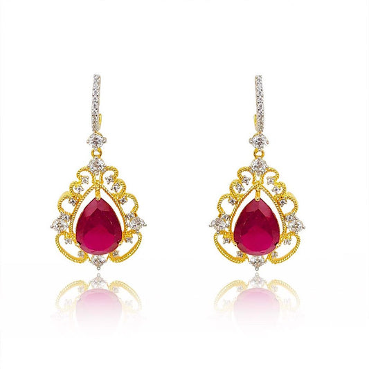 Diamond Sparkling CZ Crystal Pear Drop Earrings For Women & Girls