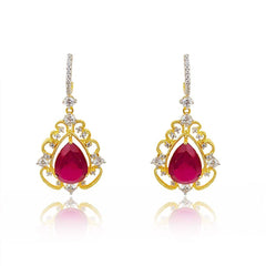 Diamond Sparkling CZ Crystal Pear Drop Earrings For Women & Girls