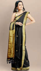 Women's Traditional Paithani Cotton Silk Saree With Blouse Piece (