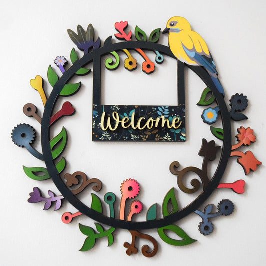 Welcome Printed Wooden Wall Hanging 11 x 11 Inches - Home Entrance