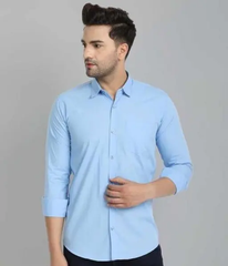 Men's Solid Slim Fit Cotton Casual Shirt with Spread Collar & Full