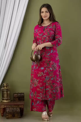 Women Viscose Rayon Kurta Palazzo Set Pink size XL