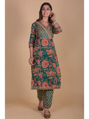 Juniper Green Block Printed Kurta Set